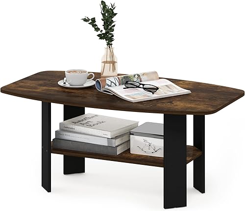 Miniatura 16 de Furinno - Mesa de centro de diseño simple, color nogal Columbia/negro Columbia Nogal/Negro,Ámbar Pino/Negro,Marrón oscuro,Nogal