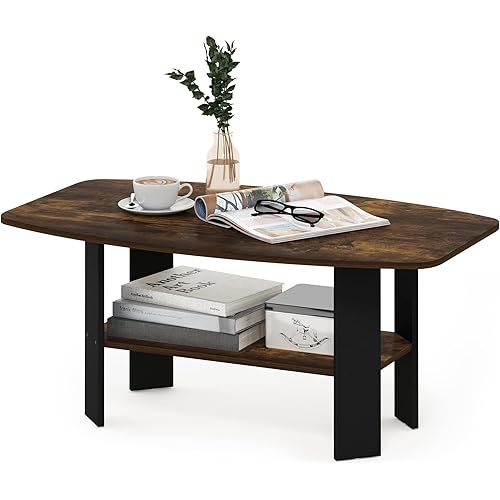 Furinno Simple Design Coffee Table, Amber Pine/Black