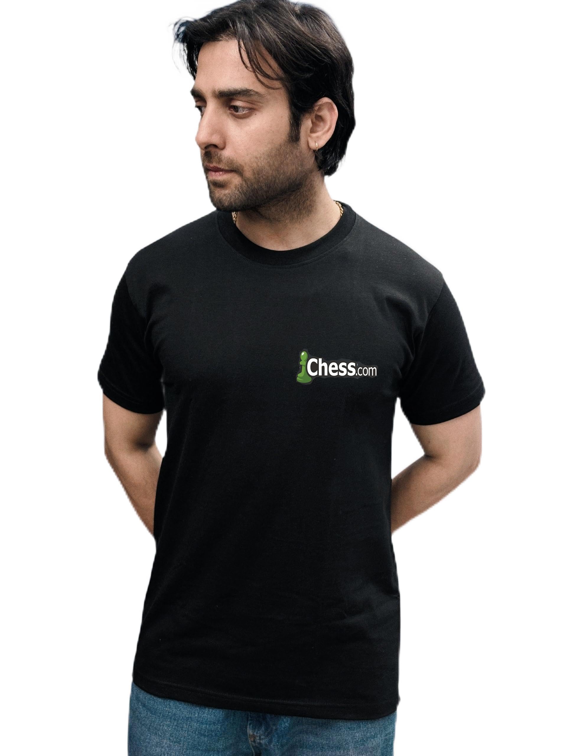 Chess.com Classic Black Graphic T-Shirt – Soft Cotton Round Neck Chess Fan Apparel I Minimal Logo Print Casual Chess Tournament Tee (in, Pluse Sizes, Regular)-image-30