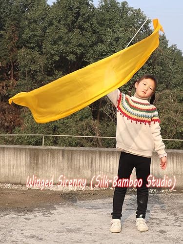 Miniatura 7 de Winged Sirenny Varita de bailarina de cinta de seda juvenil, bandera de adoración y alabanza de la iglesia, banderín de baile de adoración y