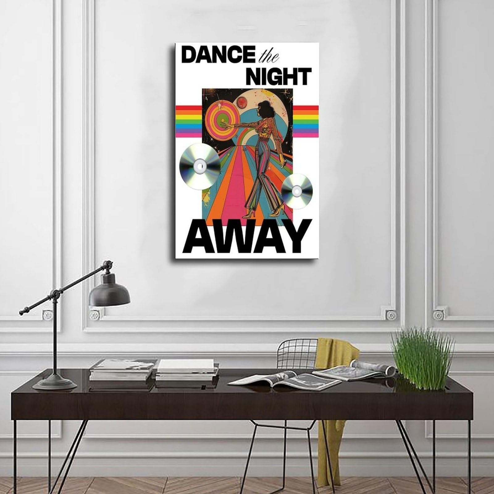Stampa artistica da parete con musica psichedelica anni '70, stile retrò, discoteca dance anni '70, decorazione artistica da parete per soggiorno e camera da letto, 60 x 90 cm