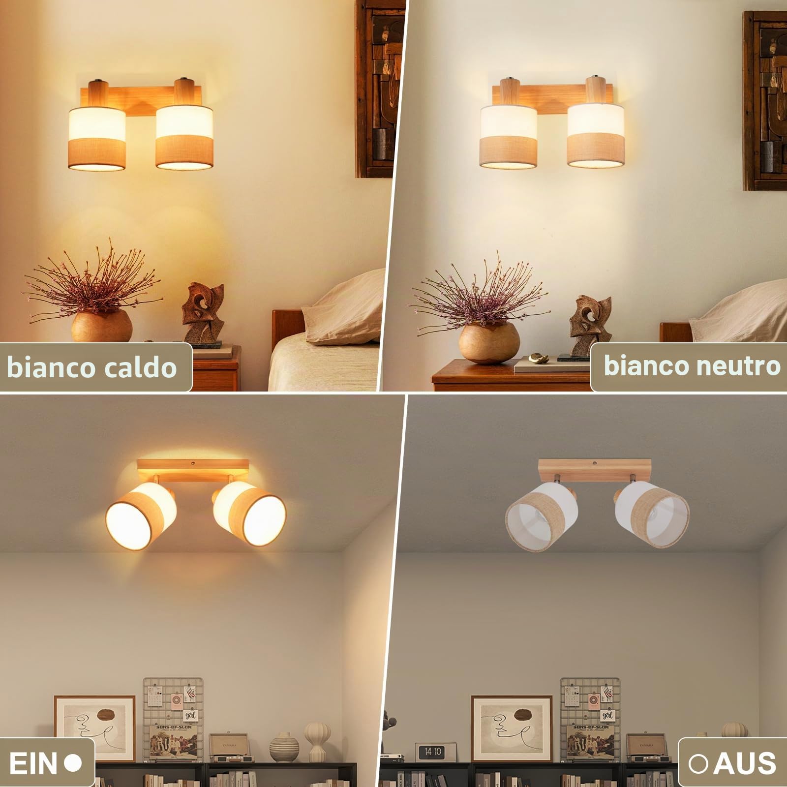Glitzerlife Lampada da soffitto a LED, faretto da soffitto a 2 luci Lampada