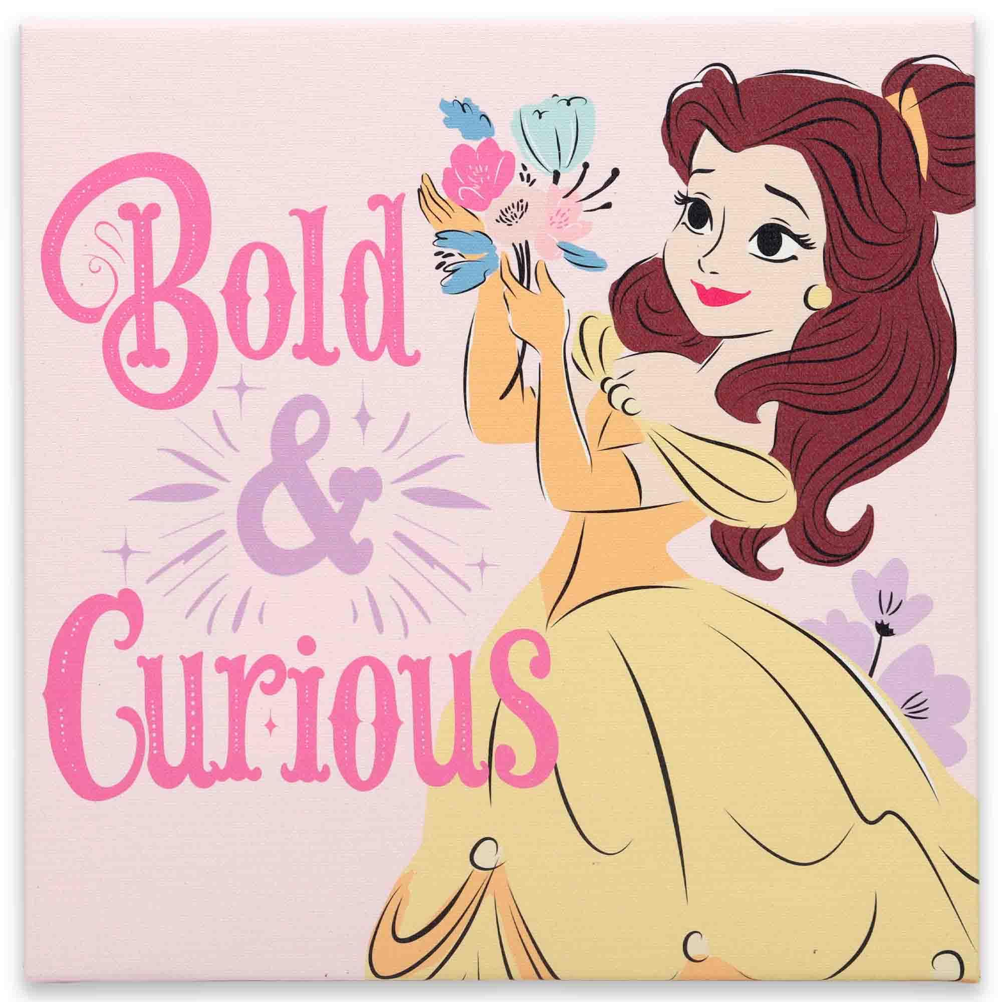 Disney Beauty and the Beast Bold and Curious Gallery Wrapped Canvas Wall Decor - Adorable Belle Wall Art for Kids' Bedroom or Nursery