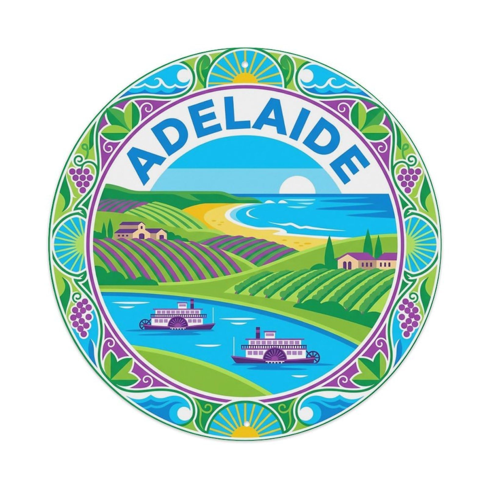 Vintage Australia Travel Adelaide Metal Tin Sign
