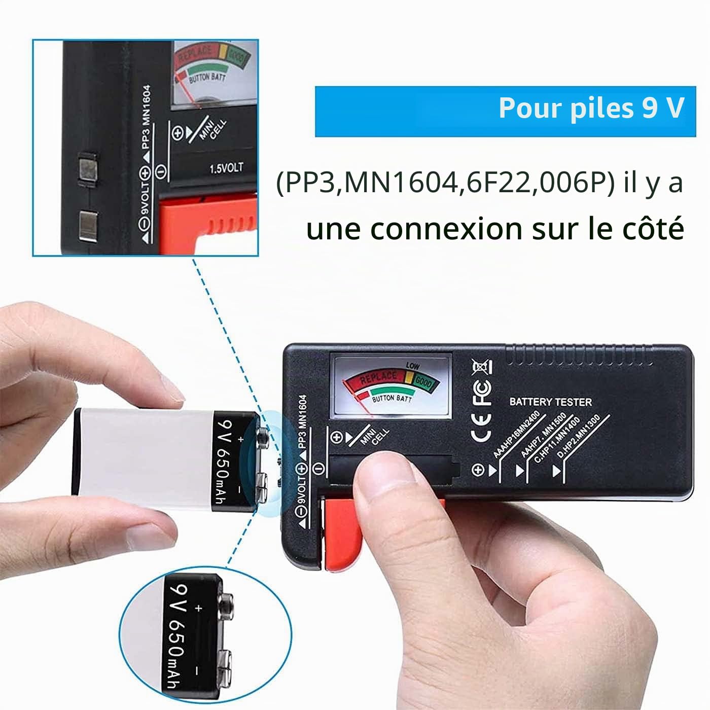 Testeur de Piles Universel Numérique pour AA AAA C D 9V 1.5V Contrôleur de Tension