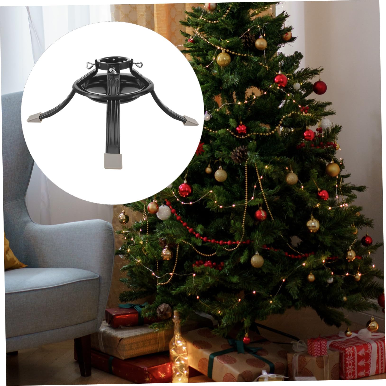 Ciieeo Base del Árbol De Navidad Soporte Redondo De Metal para Árbol De Navidad para Decoración De Hogar