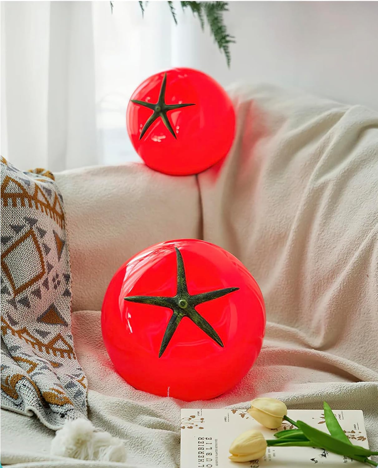 RGB Tomato Lamp Night Light with Remote - 16 Colors, Red Light Sleep Lamp with USB Charging (8.2 x 8.2 inch), Fruit Table Decor for Bedroom, Desk, Home, Cute & Unique Gift