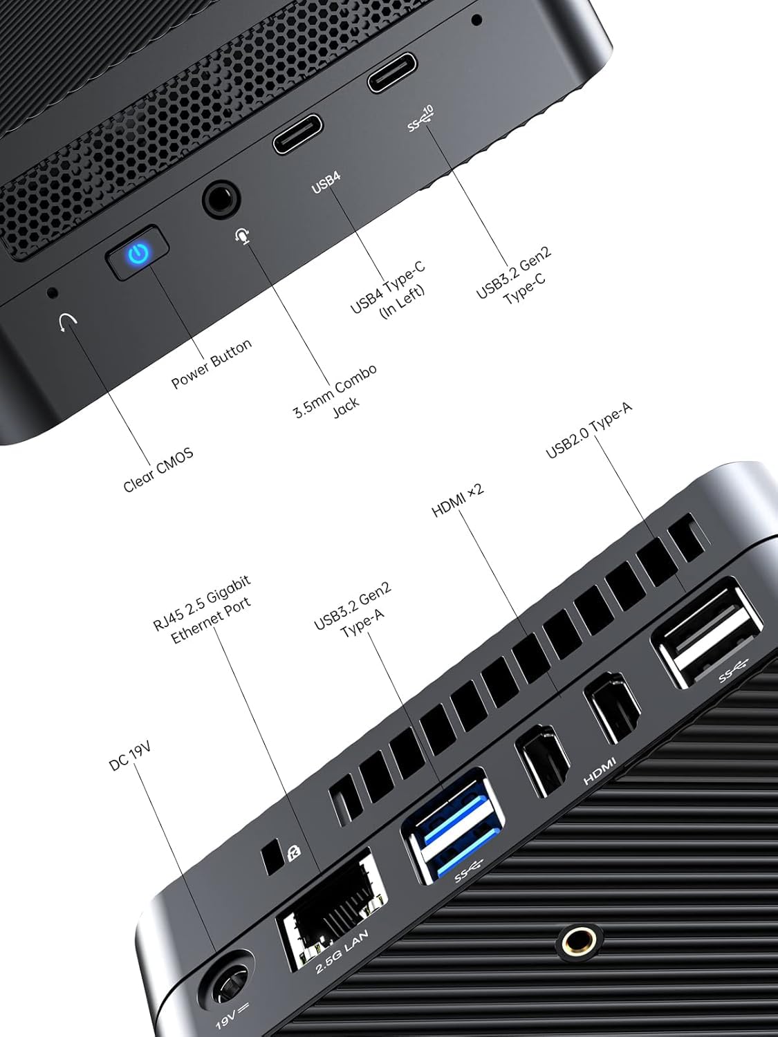 MINISFORUM Venus Series UM773 Lite Mini PC, AMD Ryzen 7 7735HS 8C/16T hasta 4,75 GHz y AMD Radeon 680M (frecuencia gráfica 2200 MHz), 32GB DDR5/1TB SSD, Puerto HDMI×2/USB4, RJ45 2.5G LAN, USB3.2×2