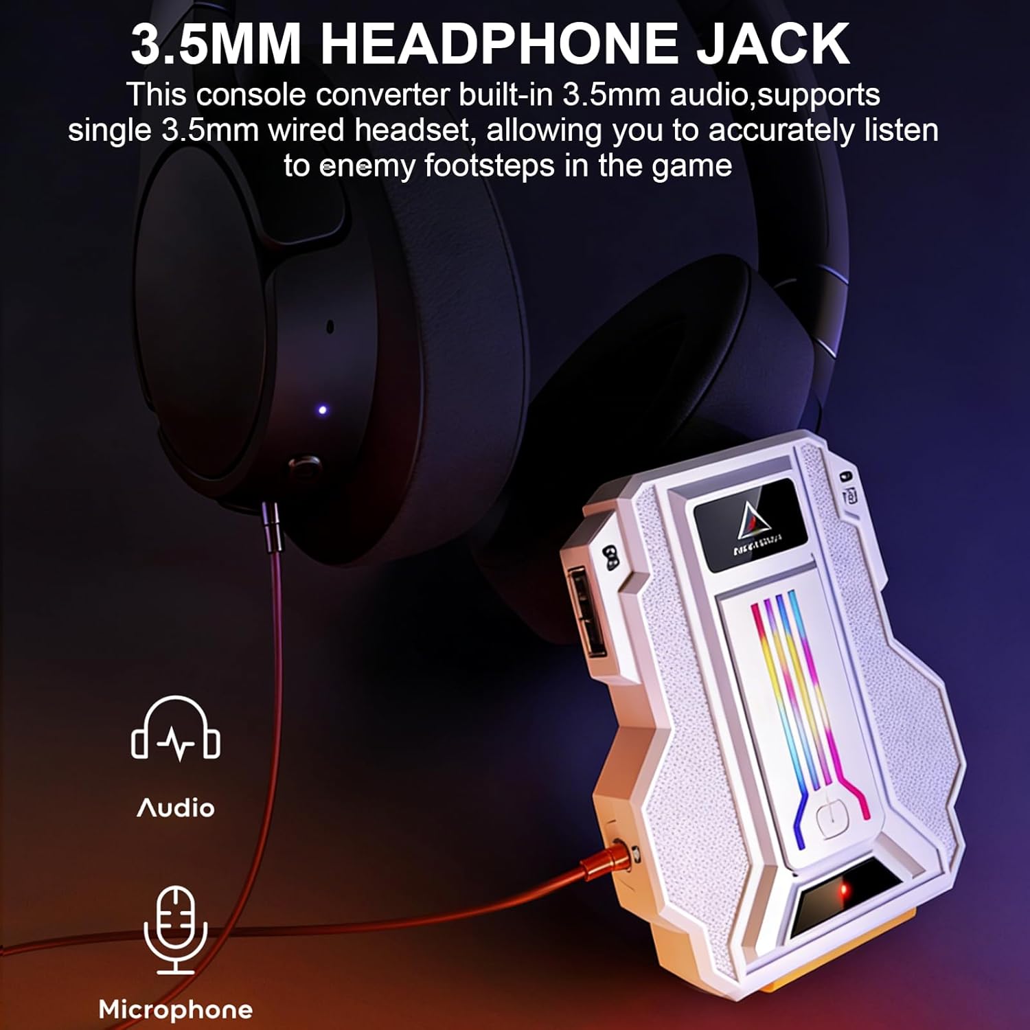 Keyboard and Mouse Adapter for Nintendo Switch 2 & Switch, Xbox Series X/S, Xbox One/360, PS3/PS4,Console Converter with 3.5mm Audio Jack, RGB Light,Support APP Custom Mapping/Mouse Sensitivity/Macro