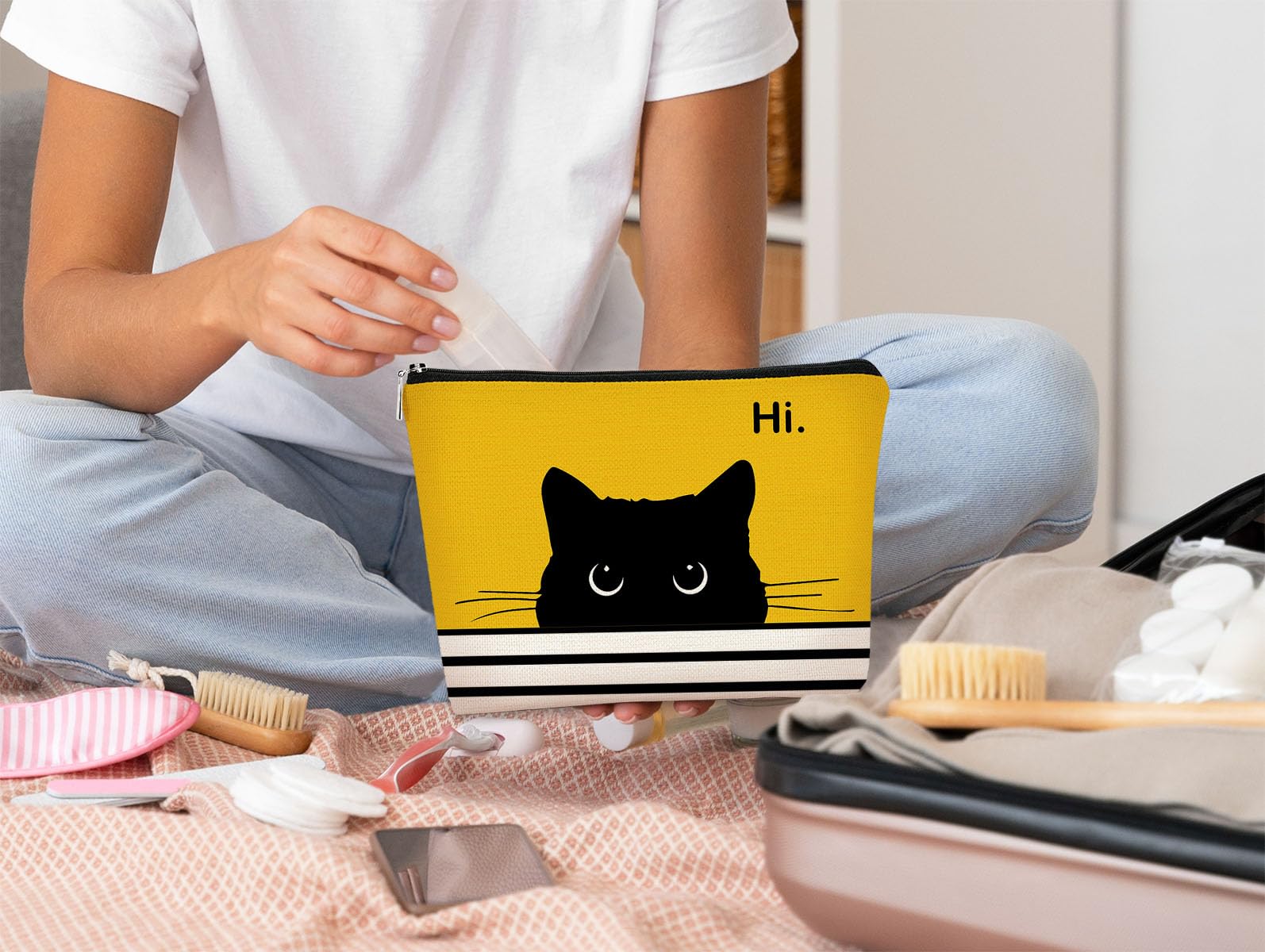 Regalos para gatos, pequeña bolsa de maquillaje, regalos de gatos para amantes de los gatos, bolsa de maquillaje, regalos para amantes de los gatos, bolsa de maquillaje para adolescentes y