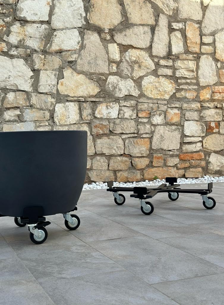 Tecnokit Carrello portapiante per vasi Pesanti, vasi in Cemento, vasi in Terracotta, Diametro 45cm con Ruote industriali 200kg