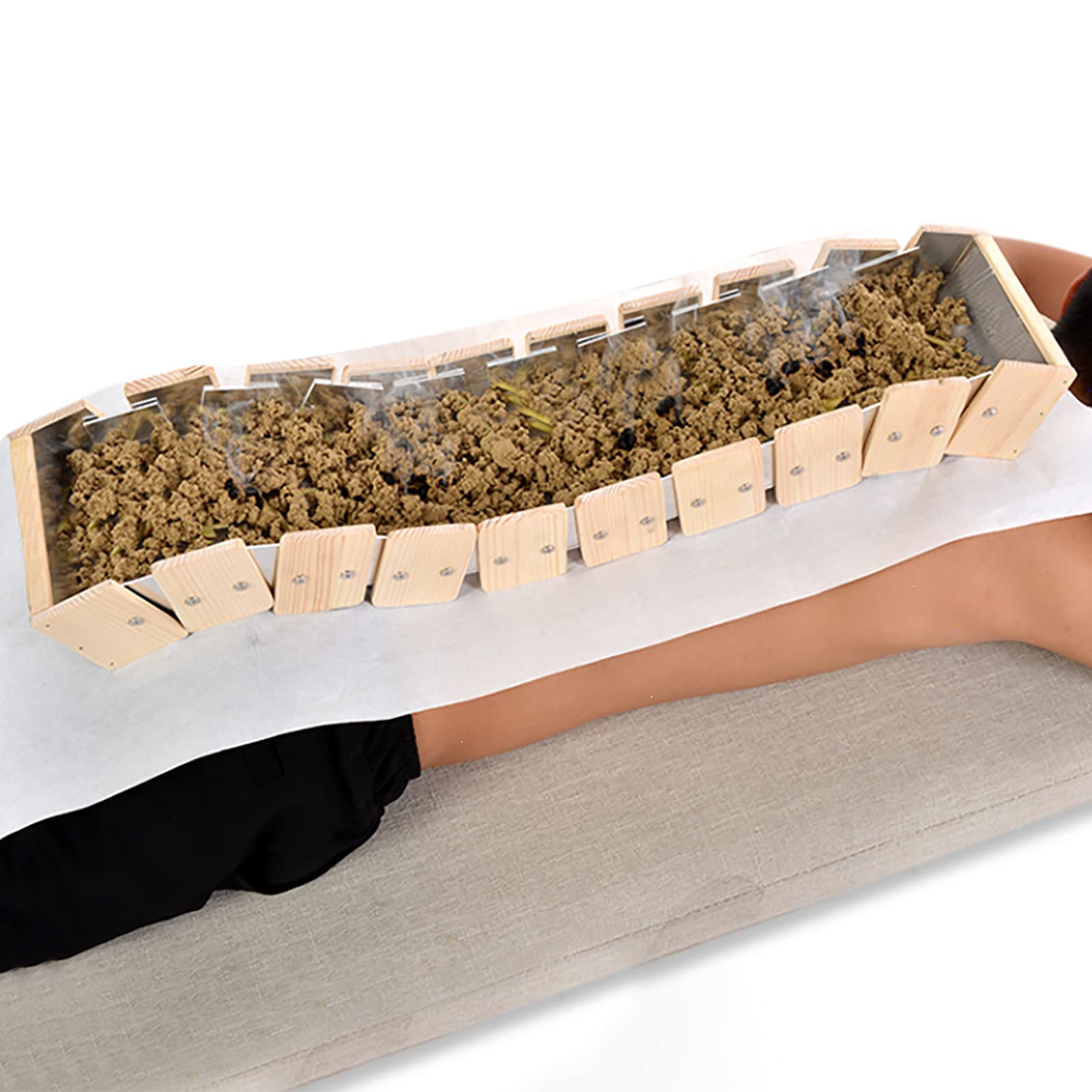 ZHONGYAN TAIHE Governor's Vein Moxibustion Box Back Moxibustion Therapy Adjustable Solid Wood High Density mesh Cover Heat Insulation Splint with Handles Excluding Mugwort