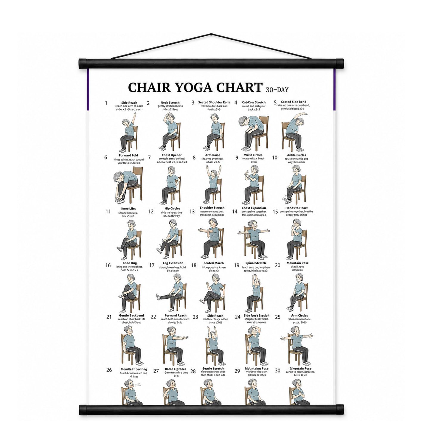 Chair Yoga for Seniors, Pilates Chair Yoga Workout Posters for Beginners