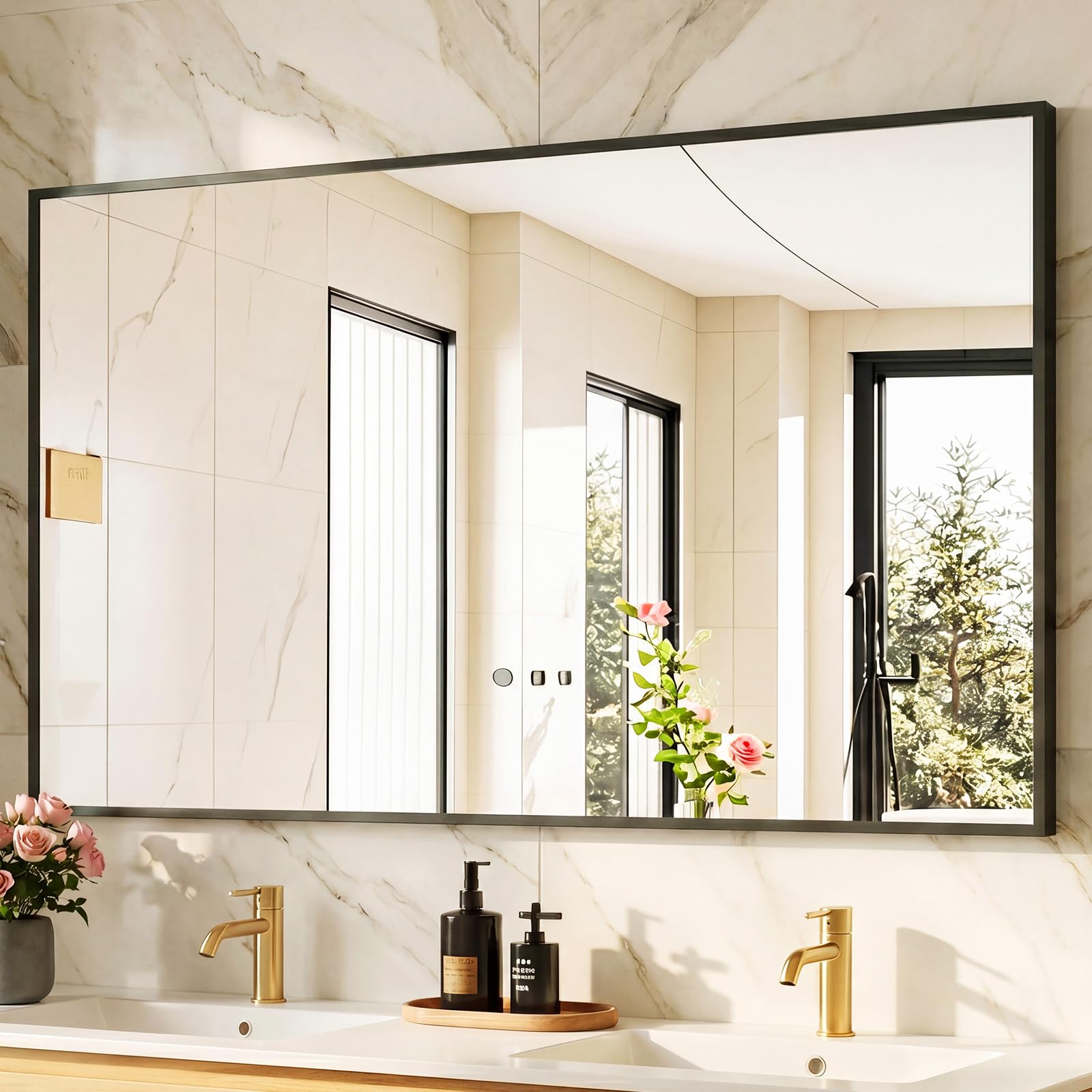 Sweetcrispy Bathroom Mirror, 30" x 48" Rectangle Wall Mount Mirrors