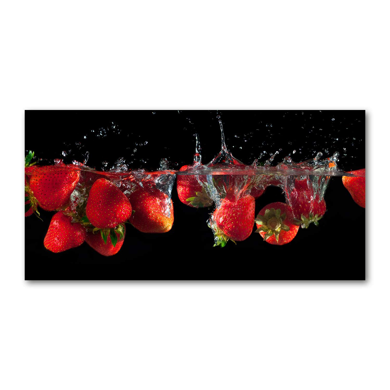 Tableau en verre acrylique 120x60cm rouge fraises sous l'eau décoration murale Tulup