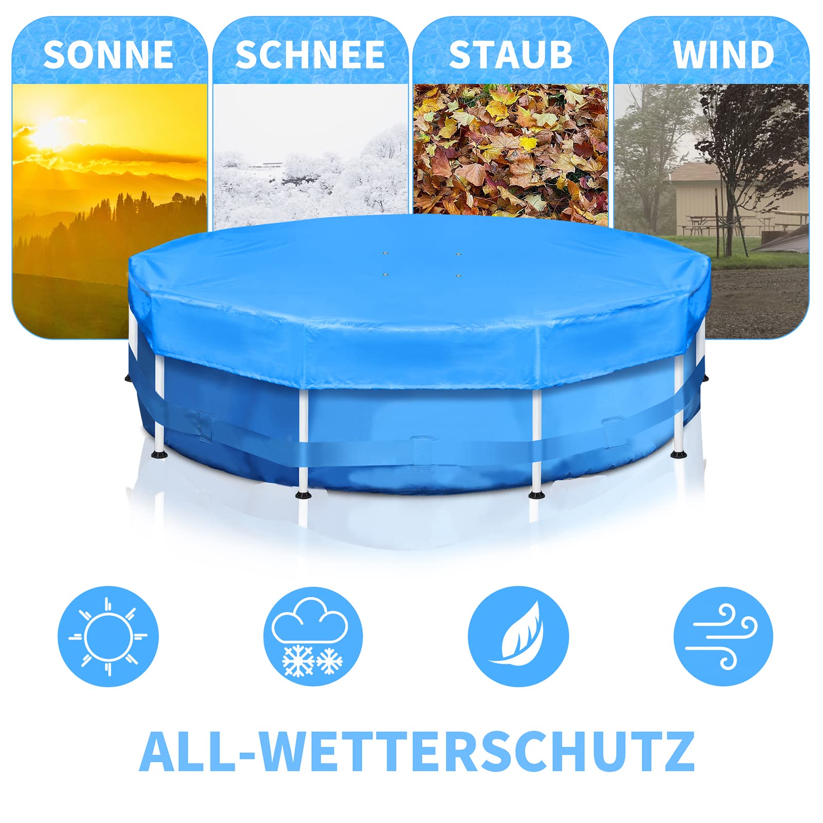 Stunq® Rond Zwembadzeil voor Bescherming van Zwembaden van 428-460 cm