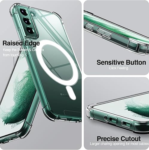 Miniatura 4 de KIOMY Funda para Samsung Galaxy S22+ 5G a prueba de golpes con bolsas de aire, esquinas de diseño híbrido, parte trasera de policarbonato duro con