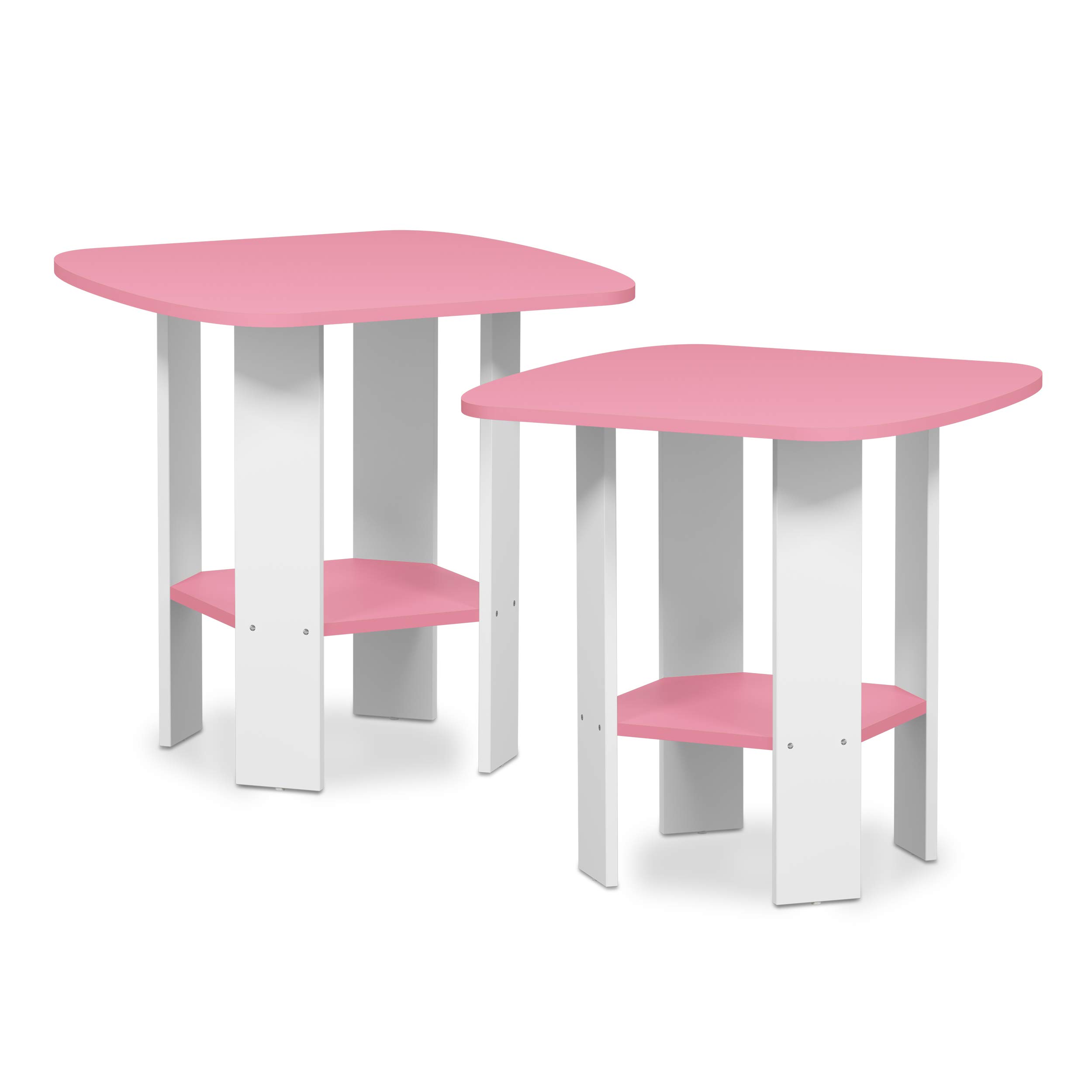 Furinno SIMPLE DESIGN Side Table Set of 2, 2-Tier End Table, Open Shelves Night Stand, Bedside Table, for Living Room, Bedroom, Pink โ image 1