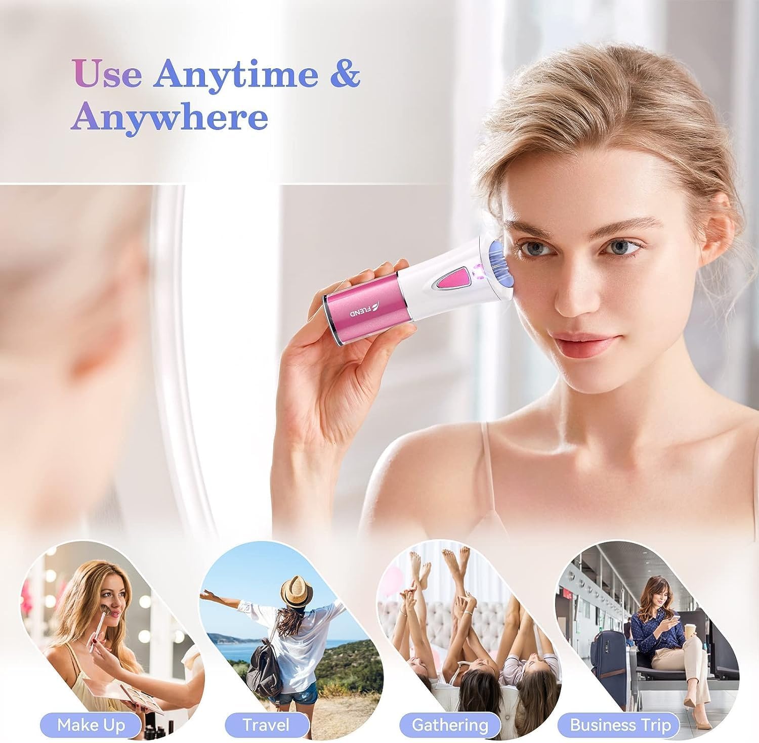 Epilierer Gesichts, Kabellose Epilierer Damen zur Gesichts & Körperhaarentfernung, Elektrischer Mini-Epilierer mit LED-Licht, Bikini Trimmer für die Gesichts Körper Achsel Bikini Bein