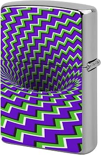 Absorbing Hole of Zigzag Stripes Blue Green Pattern Metal Lighter Housing, Custom Lighter Casing, Reusable Lighter Box, Lighter Case Cover for Men Women Gift 2.2 x 1.5 x 0.5 inch
