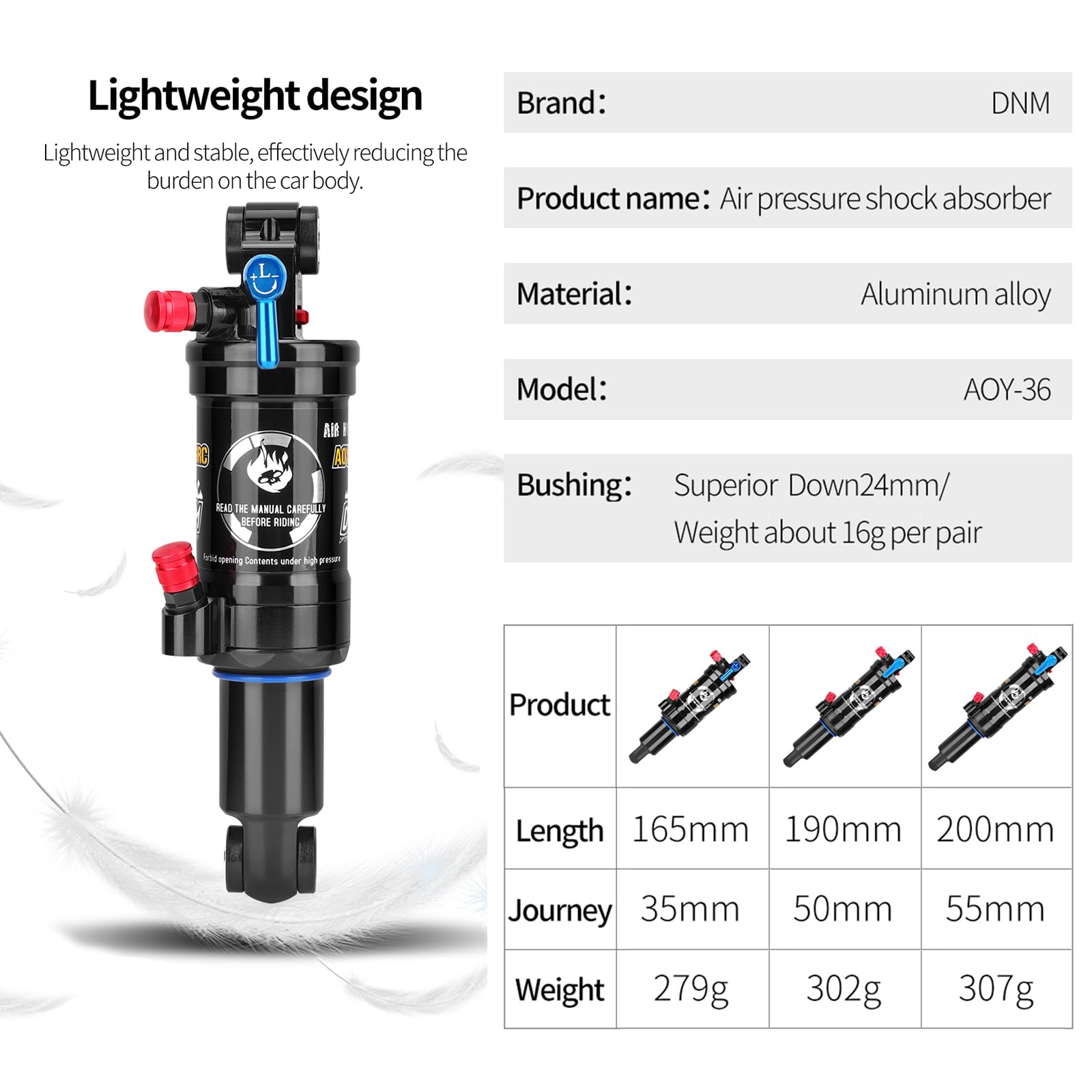 Amazon.com: DNM AOY-36RC Mtb Rear Shock Bike Air Rear Shock