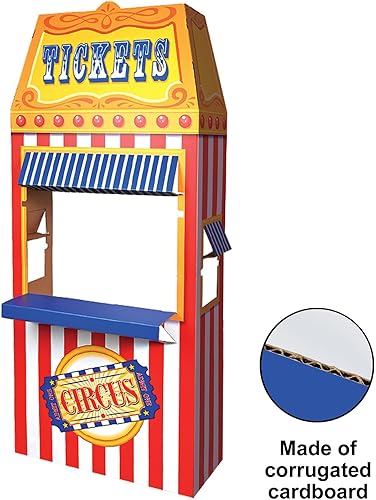 Miniatura 4 de Beistle Accesorio para cabina de fotos de circo 3D, cabina de boletos de cartón, decoraciones de fiesta temática de carnaval, suministros de fiesta