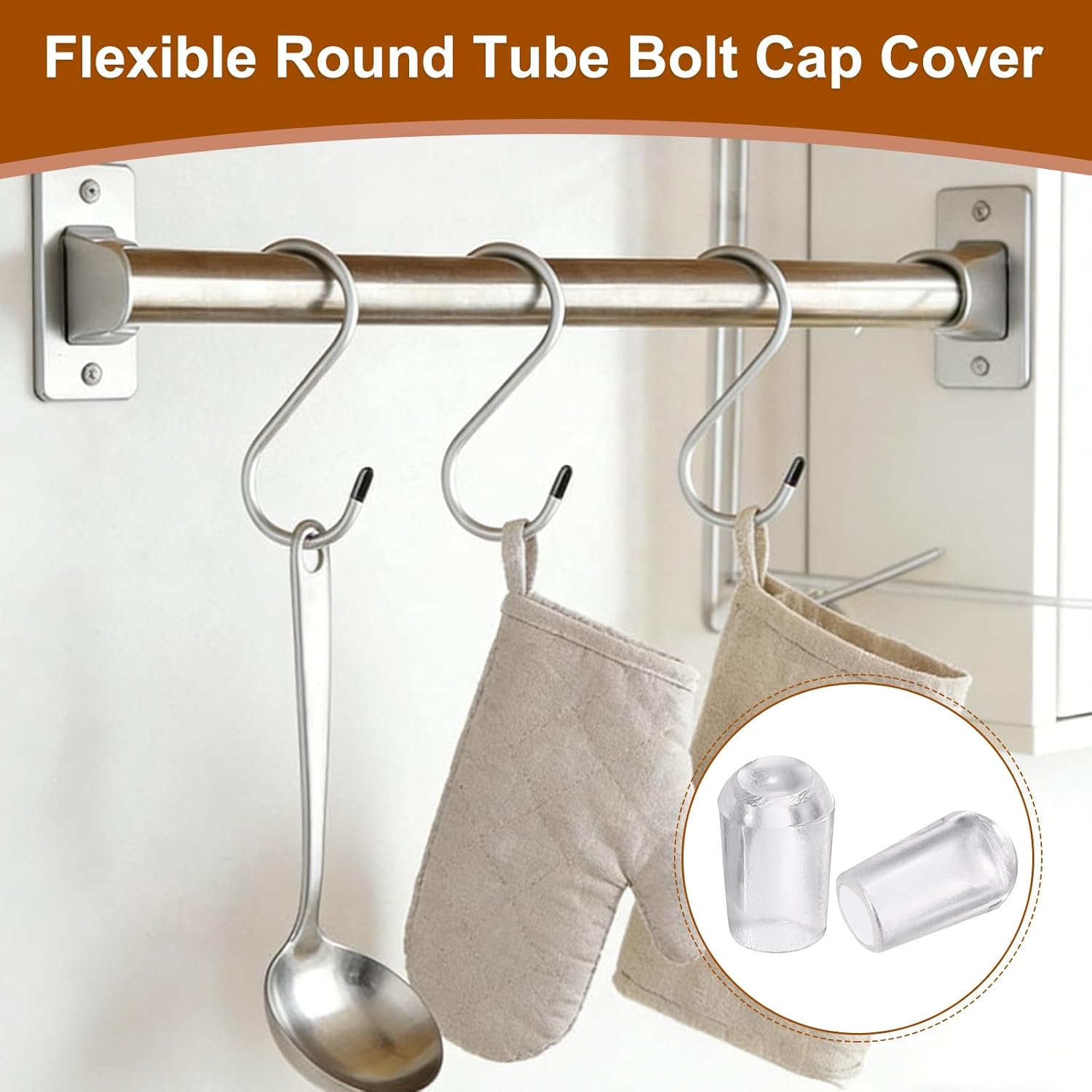 uxcell 50 Pcs Rubber End Caps, 4.5mm Flexible Round Tube Bolt Cap Cover Screw Thread Protectors for Ends of Hooks Hanger Furniture Bolts Screws Metal Tube, Transparent and White