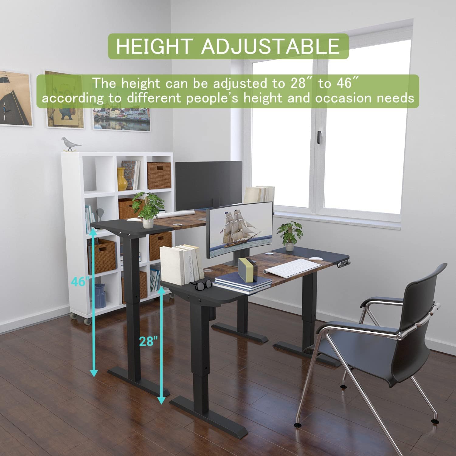 55” Adjustable Standing Desk – Electric Sit Stand Desk with Smooth Motor, Memory Presets & Large Desktop for Home Office