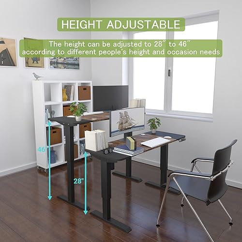 Miniatura 5 de Escritorio de pie, escritorio de pie de altura ajustable, 59 x 40 pulgadas, mesa de escritorio de pie para oficina en casa (marrón, 59 x 40)