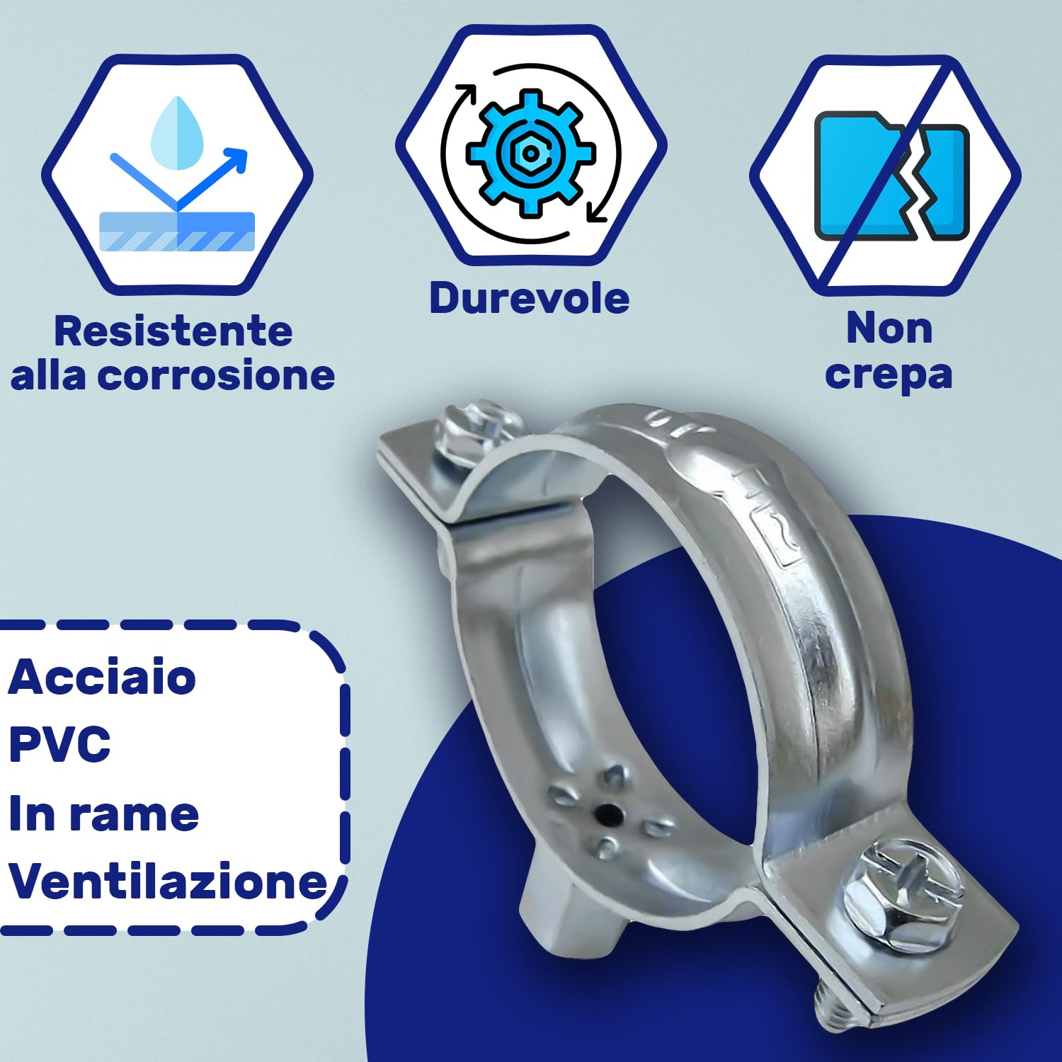 Ulisem Fascette per Tubi in Acciaio Inossidabile 50 Pezzi, Fascette per