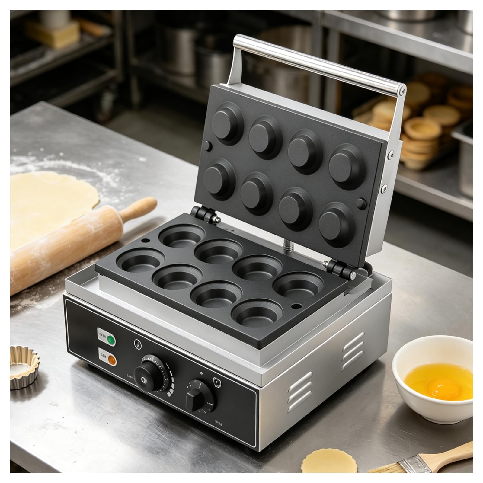Waffle Maker per Pasticcerie, 1550W con Doppio Riscaldamento 8Round