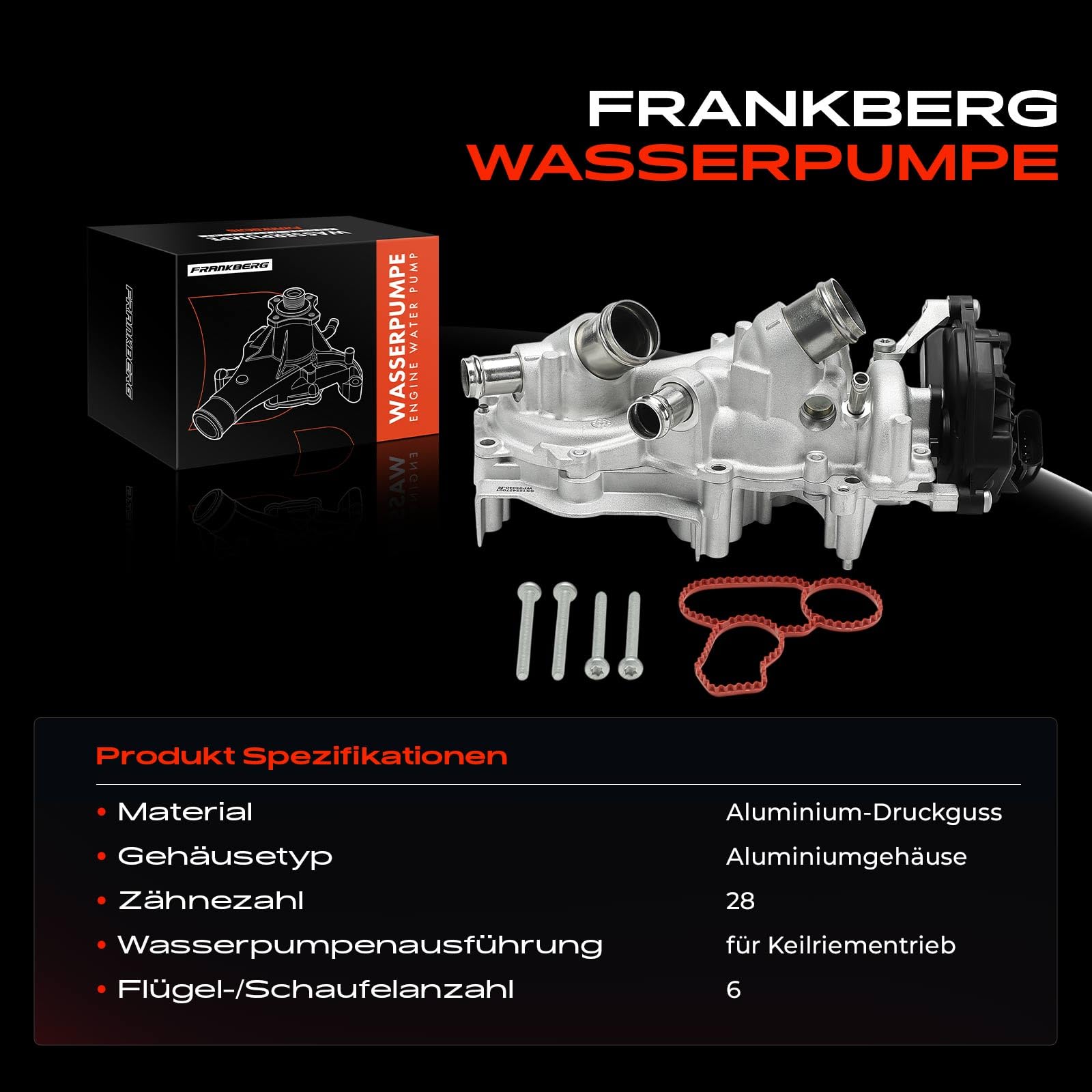 Frankberg Pompe à eau, pompe de refroidissement avec joint, essence