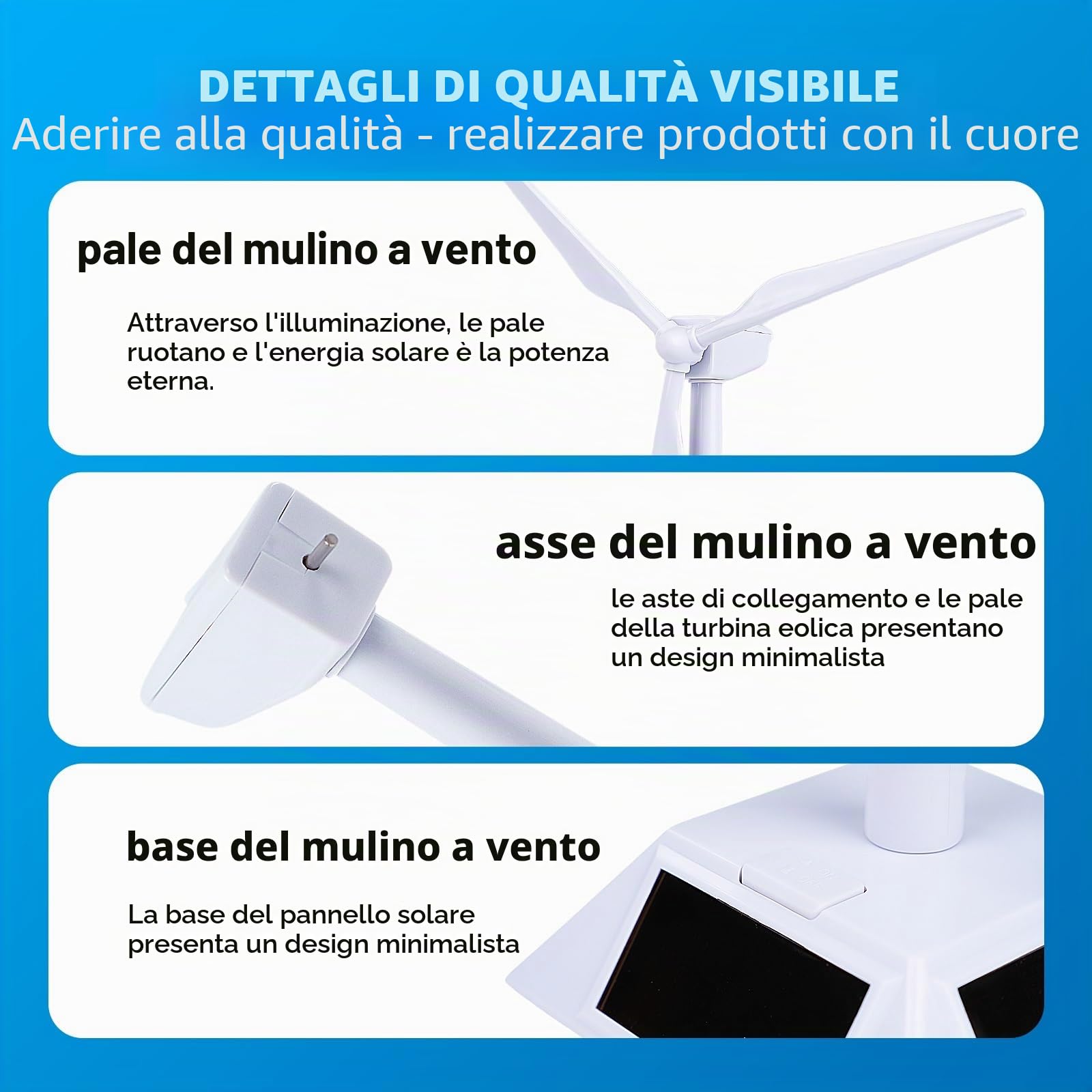 Jadeshay Mulino di Solare Modello Pala Eolica Turbina Eolica Modello di Mulino a Vento Alimentato ad Energia Solare da Tavolo Kit Scientifico Educativo Bianco