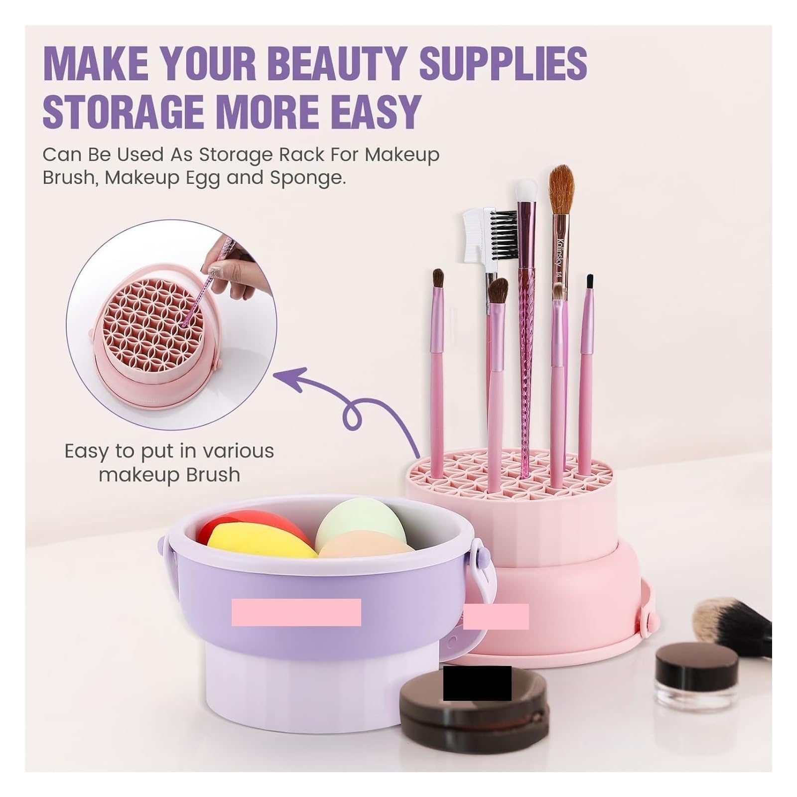 Seau de nettoyage pour pinceaux de maquillage - Outil de lavage et de séchage pour les amateurs de beauté (B)