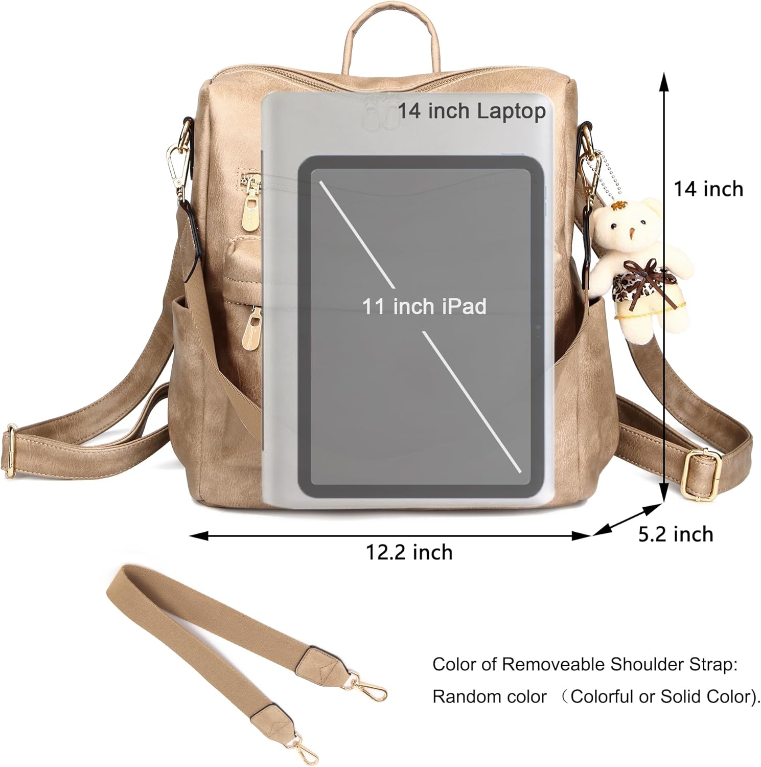 Soperwillton Women Backpack Purse Multipurpose Design Handbags Shoulder Bag PU Leather Travel bag Backpack Set 2pcs - Image 5