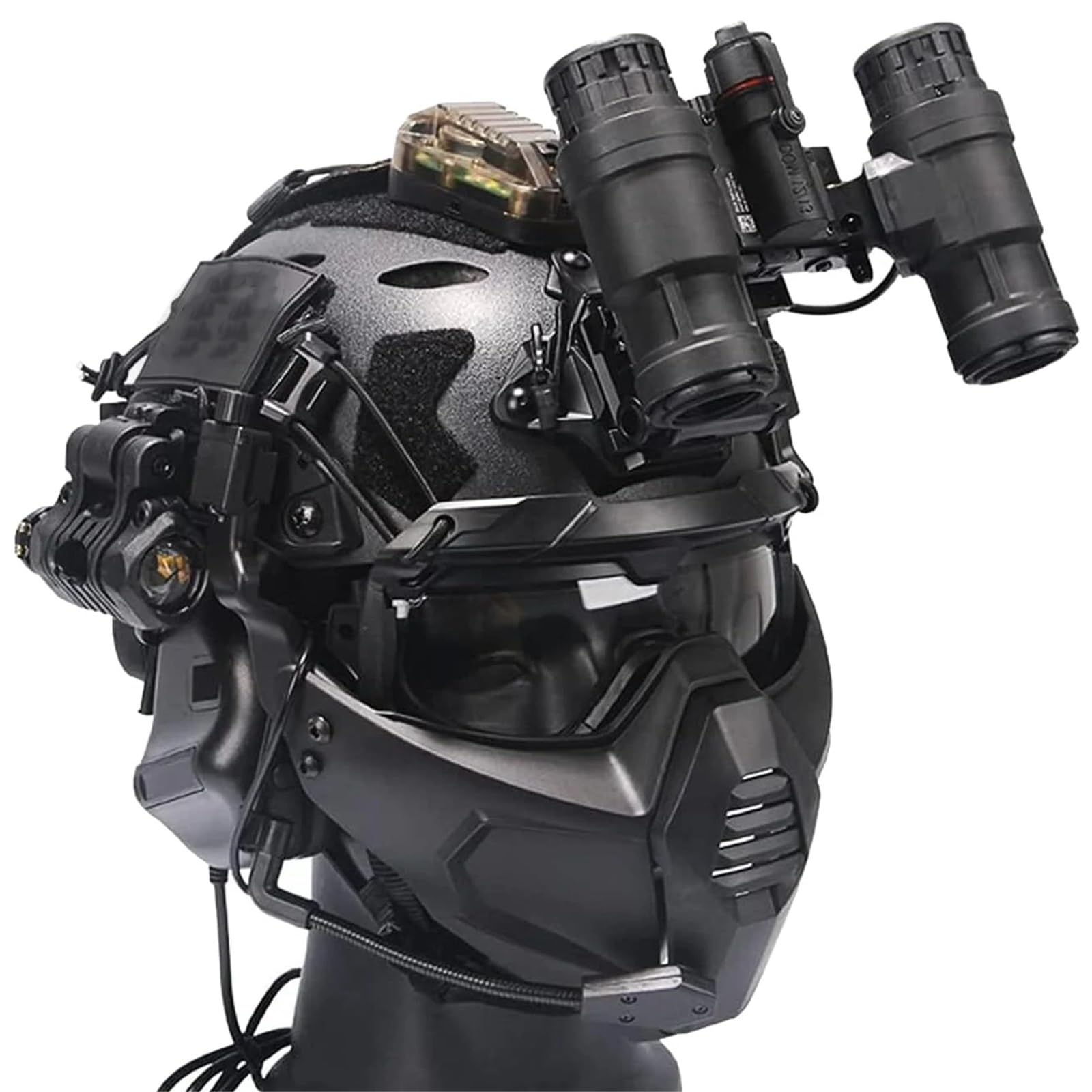 YChoolco Airsoft Tactical Helmet Set with Noise Reduction Headset Half Mask NVG Model Full Goggles L4G24 Mount For Paintball Shooting Game