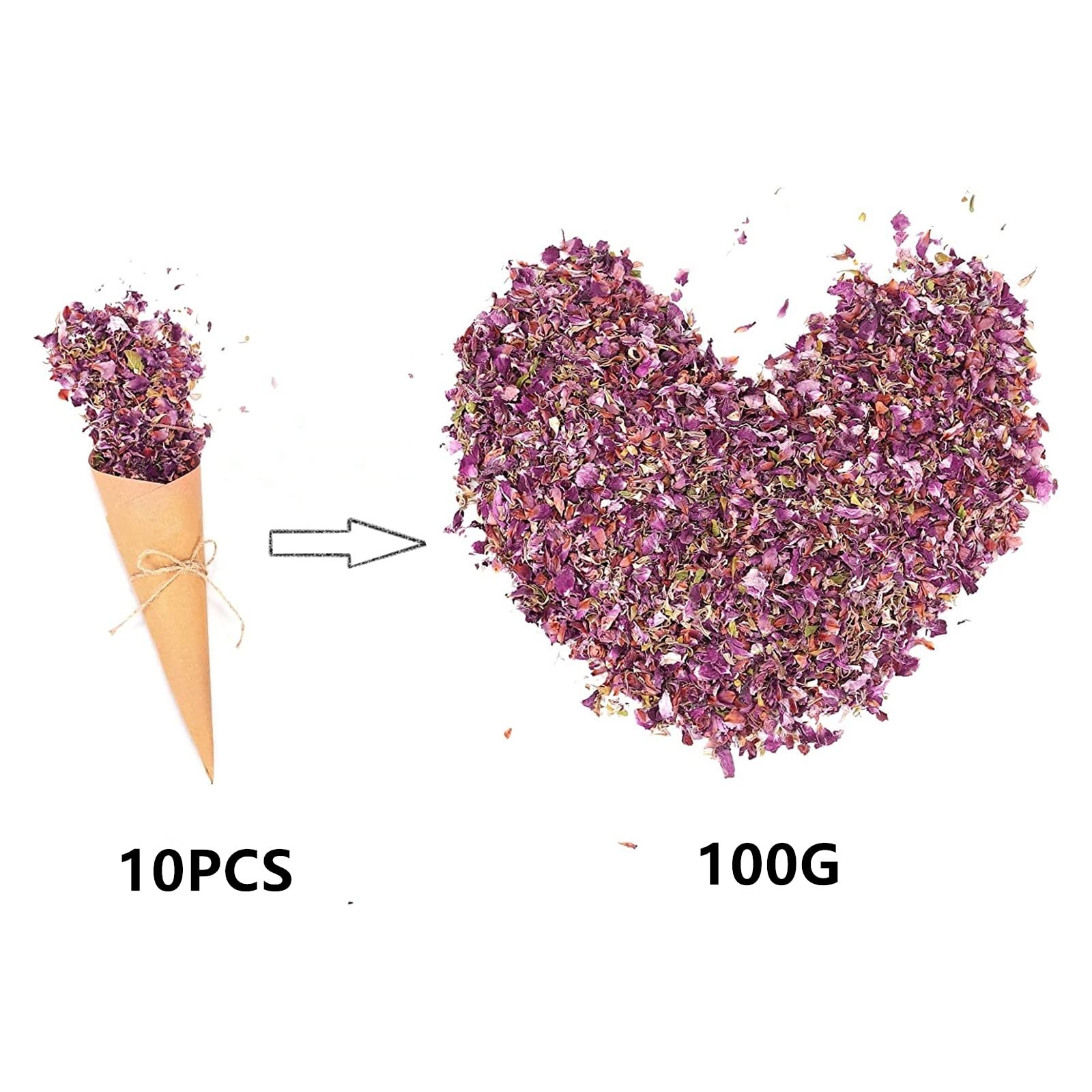 Confettis Pétales De Rose Séchés Finevernek - 14 Sachets Biodégradables | Pour Mariage Et Décoration