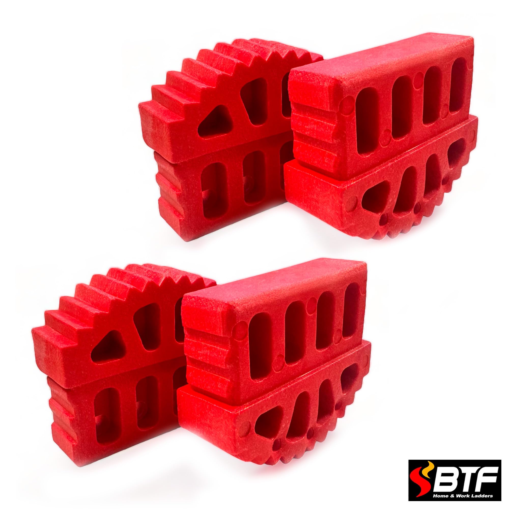 BTF | Juego de 4 Conteras para Escaleras Industriales Profesinoales 1, 2 o 3 Tramos Combinada y/o Extensible | Pies de Goma de Escaleras Perfil de Montante 80x25mm.