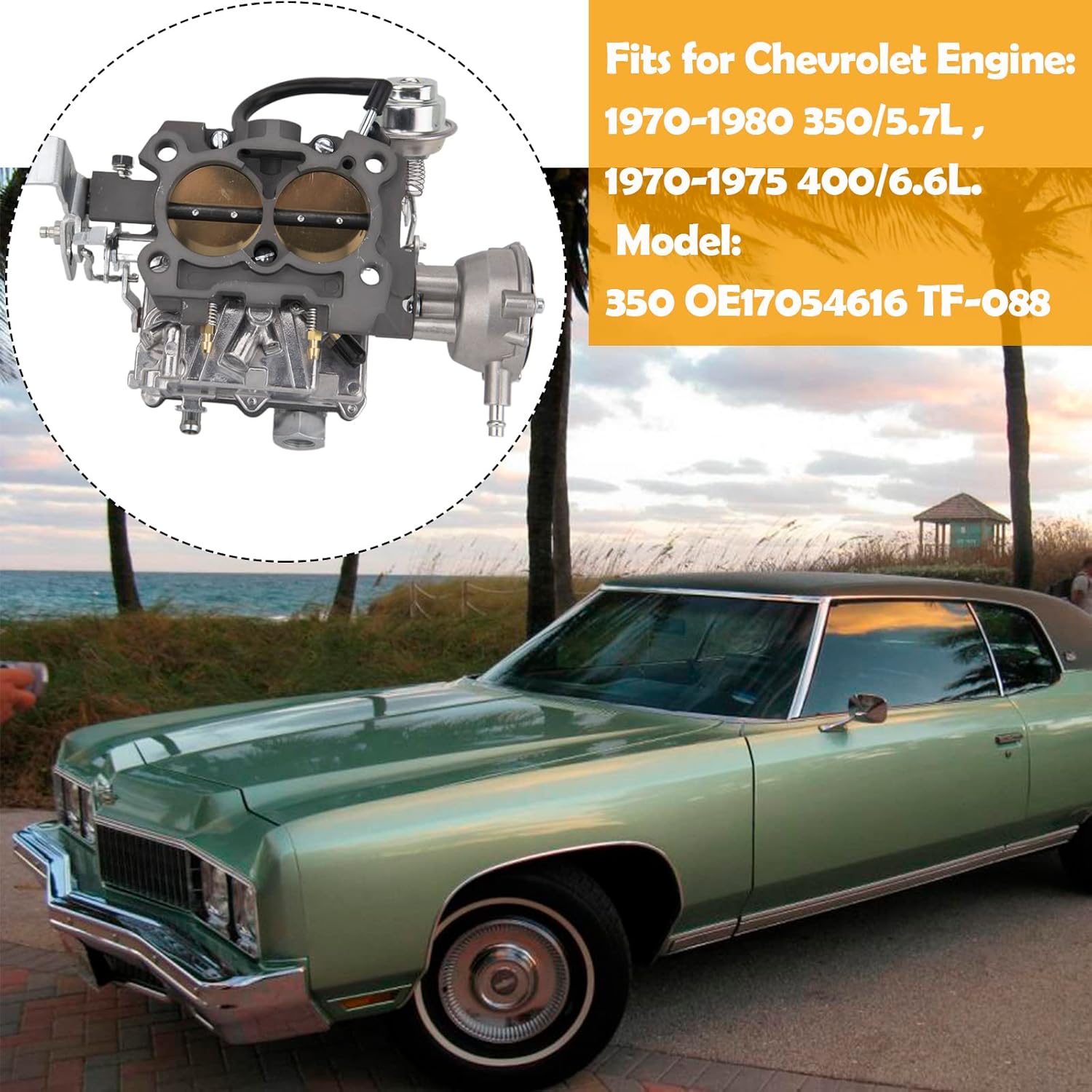 2 Barrel Carburetor for Rochester 2GC Chevy 350/5.7L 1970-1980, 400/6.6L 1970-1975 2BBL Carb 2 Barrel Carburetor for Chevy 350 with Gaskets,Large Base