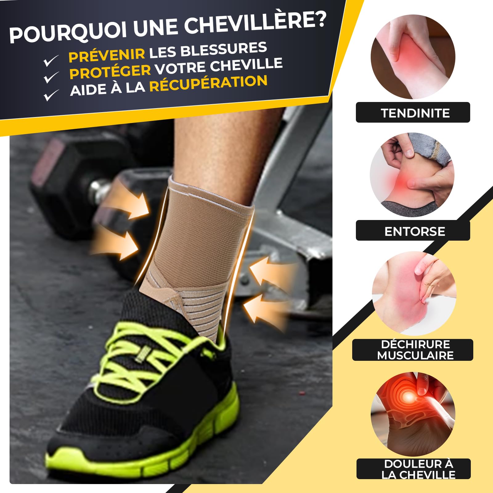NEOtech Care Chevillière De Marque Protège-cheville Pour Gym Sport Ultra Leger Elastique Et Respirant Compression Moyenn Chevill