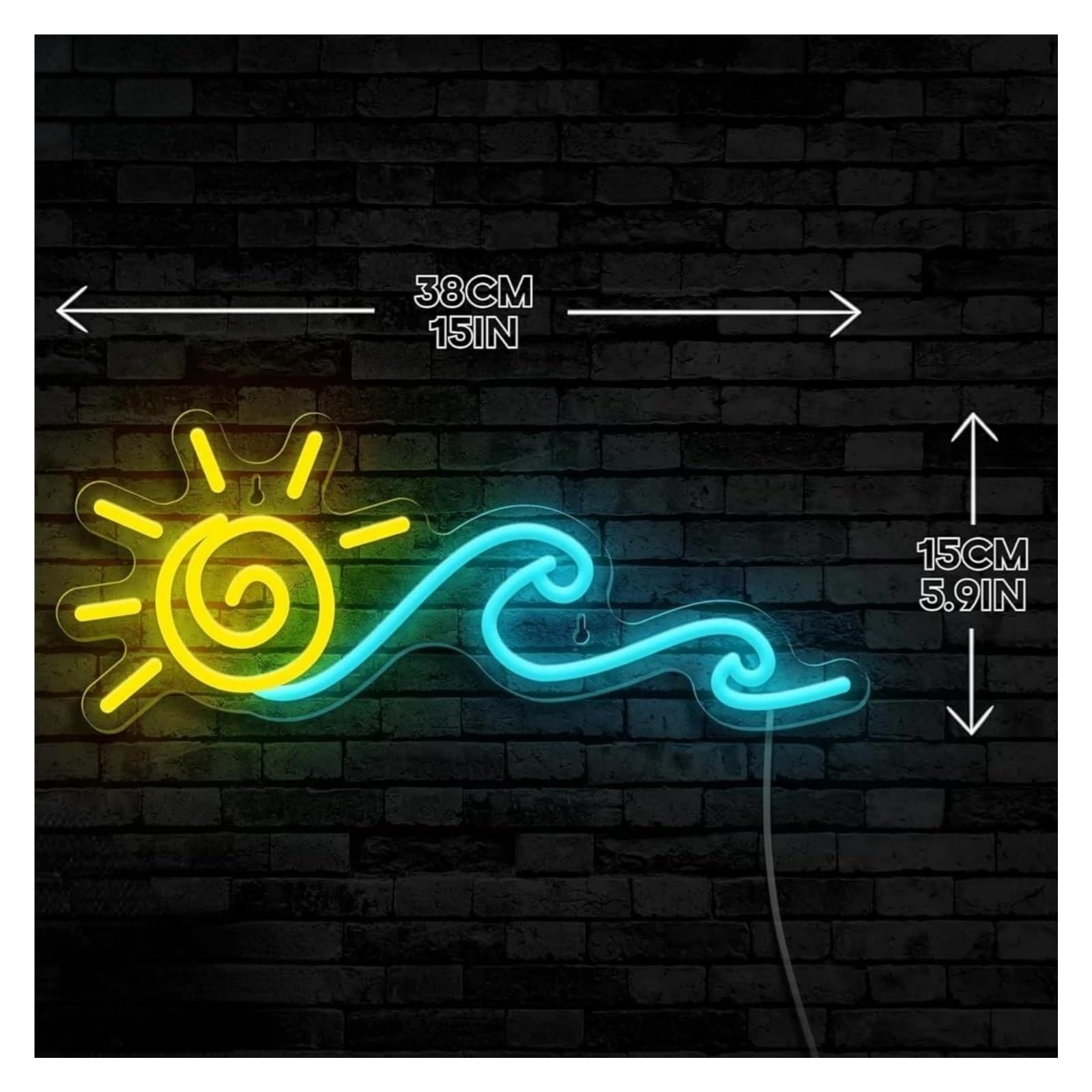 Luz de Diseño de Digital Señal De Neón De Amanecer Y Atardecer, Señal De Luces De Neón Regulables Alimentadas Por USB Para Dormitorio, Oficina Fiesta, Decoración De Pared 15cm×38cm