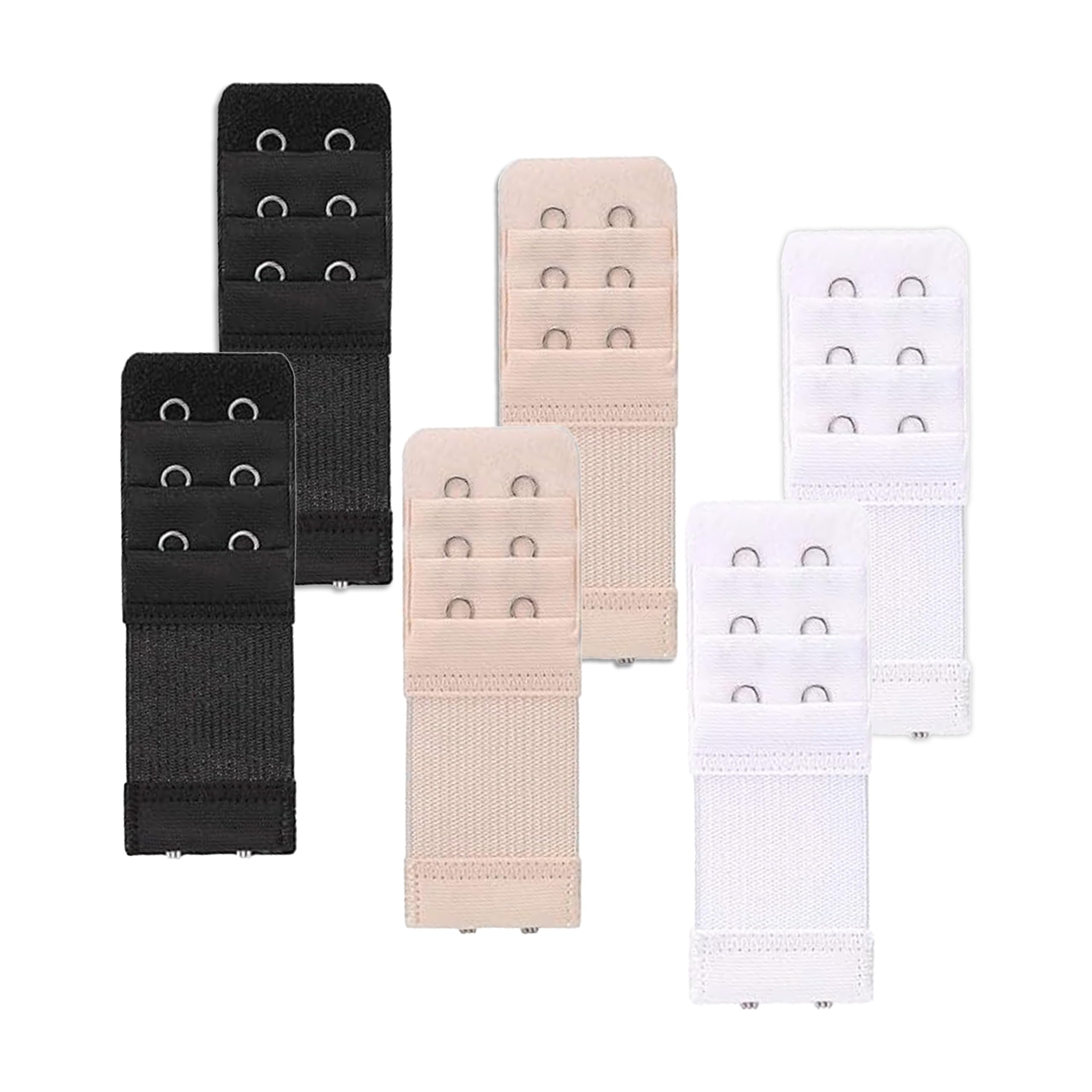 Women’s Bra Extenders 2 & 3 Hook | Cotton Adjustable Bra Back Extender | Black, White & Skin Color (Pack of 6)-image-21