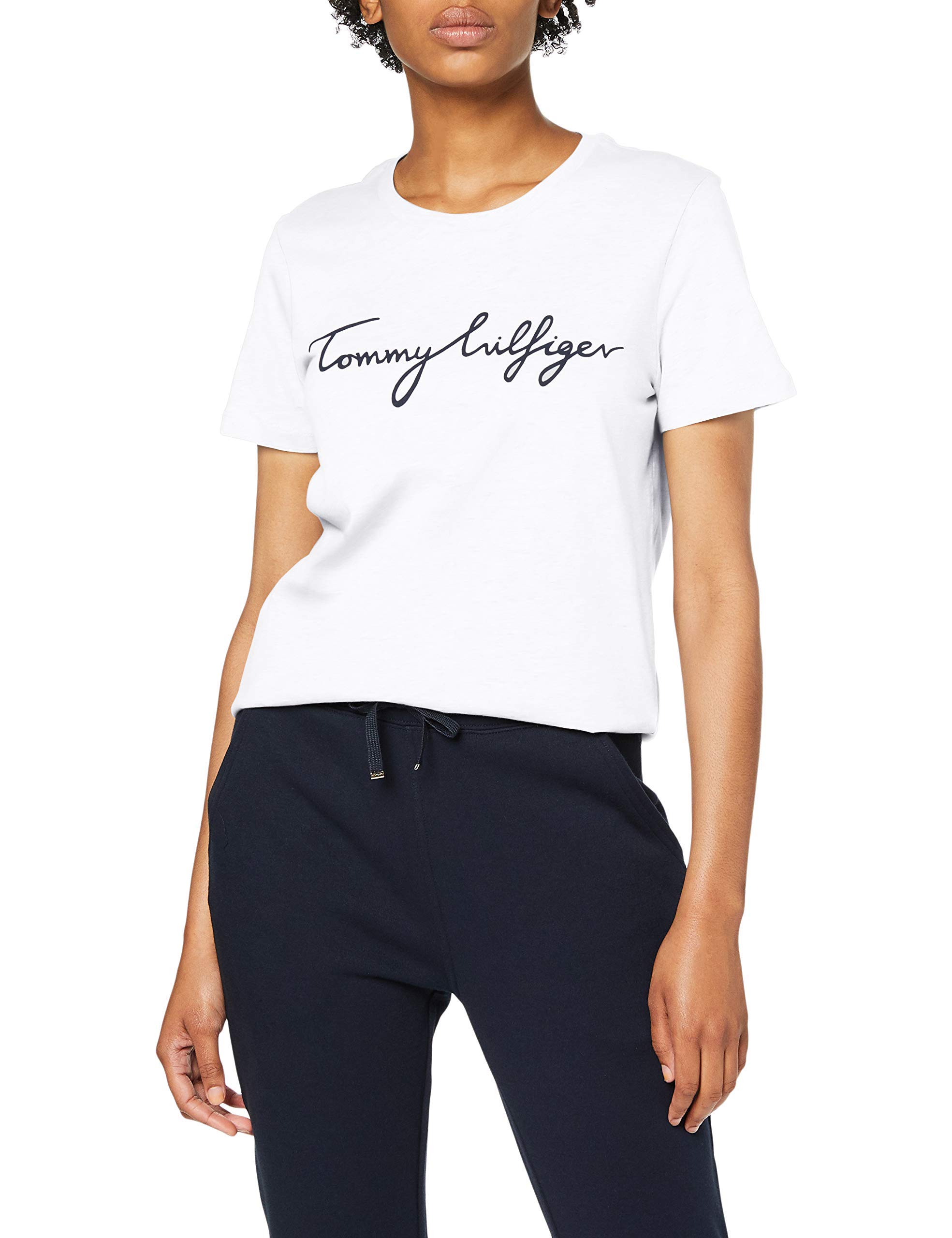 Tommy Hilfiger Camiseta para Mujer Heritage Crew Neck Graphic Tee con Cuello Redondo