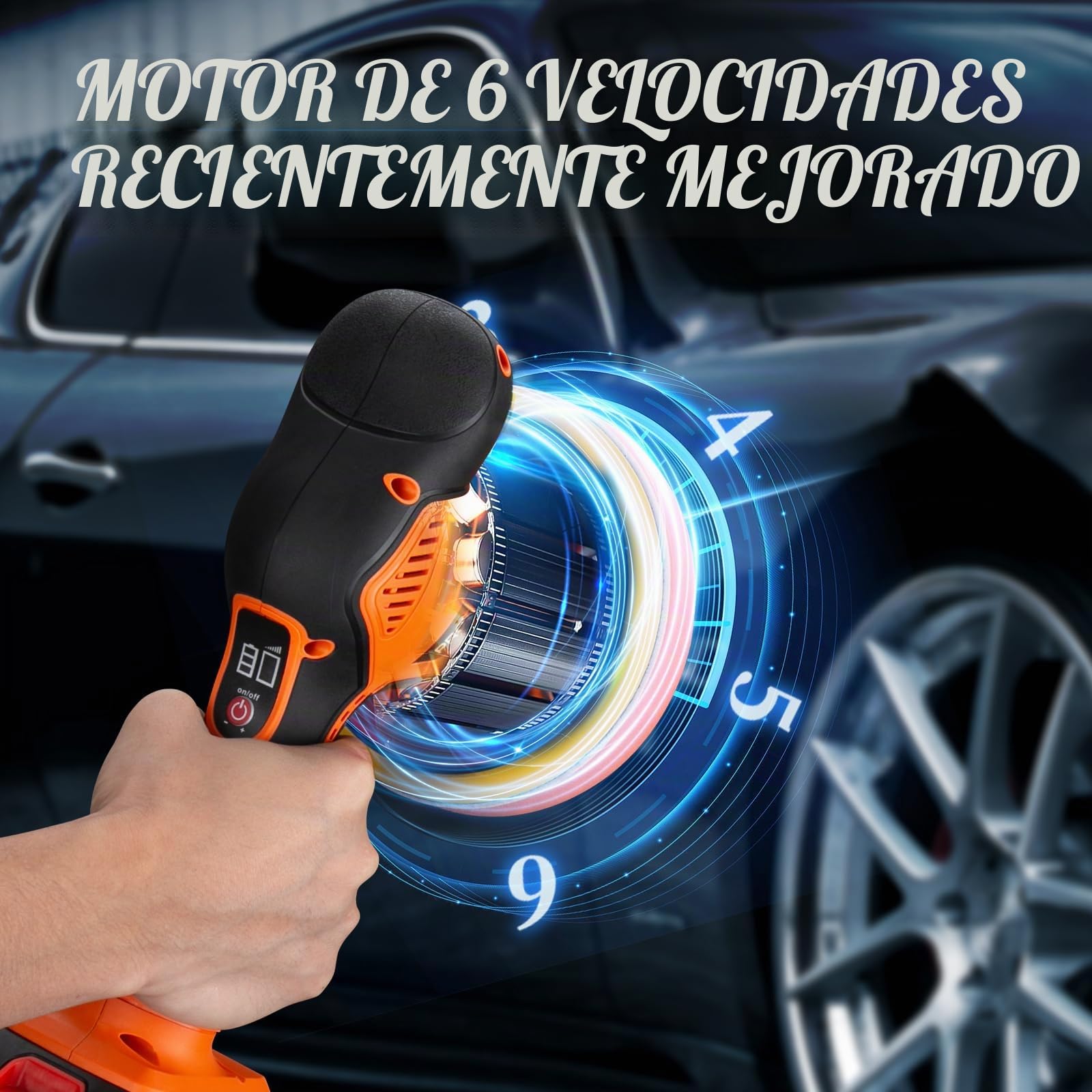 Protmex - Almohadilla de coche inalámbrica Protmex, kit de almohadillas y pulidores de coche de 6 pulgadas, 6 pilas de velocidad variable de velocidad, 2 x 21 V 2,0 h pilas inalámbricas Poliber