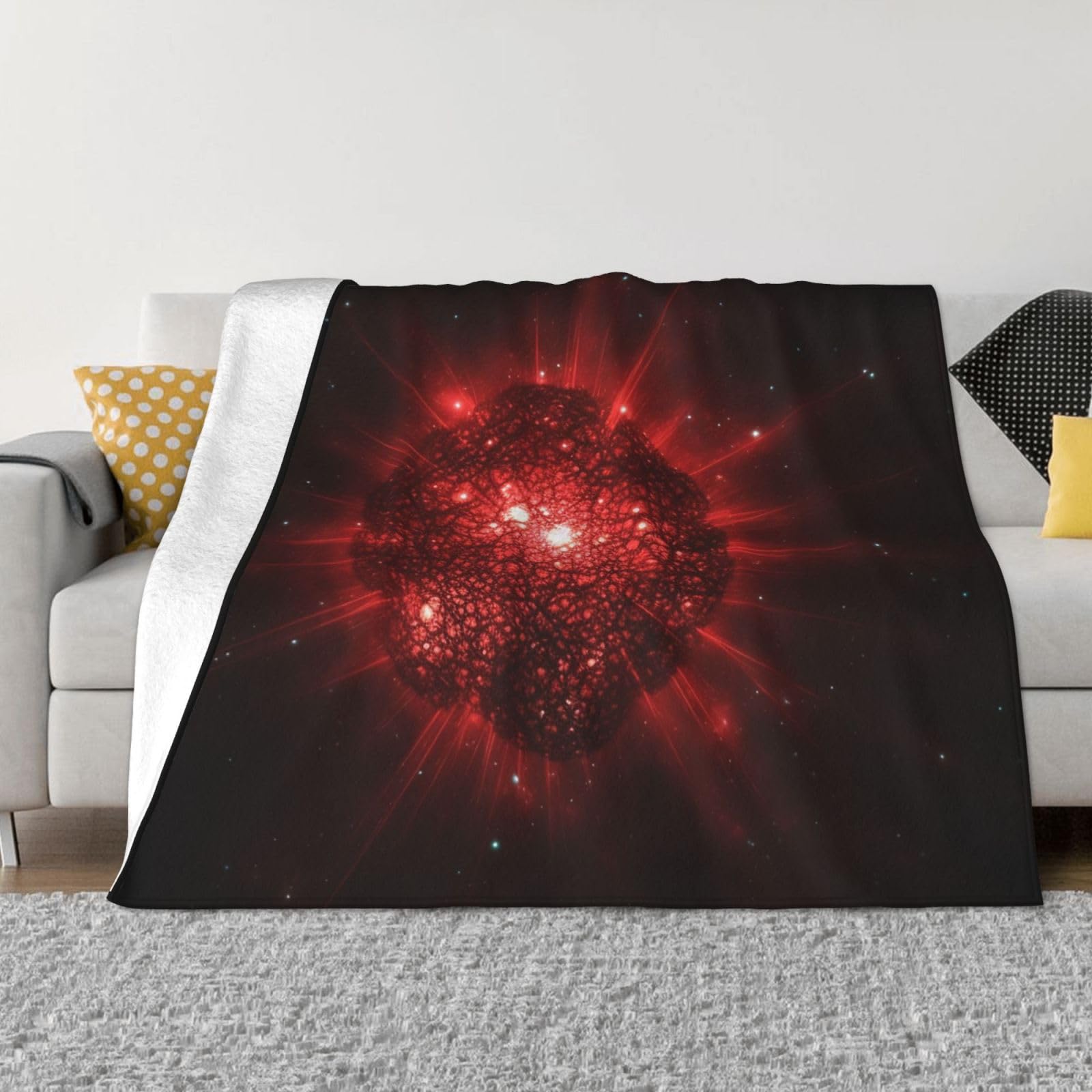 Couverture pour canapé confortable plaid flanelle rouge de 203x152 cm