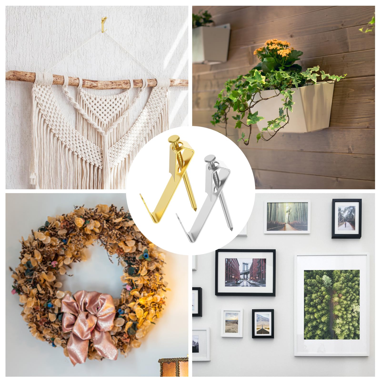 100 Pièces Crochet Pour Cadre,Attache Tableau,Photo Anneaux Triangulaires Cadre,Support Murale Cintre Avec 100 Pièces Vis Utilisé Pour Les Cadres Photo, Suspension De Décorations De Meubles