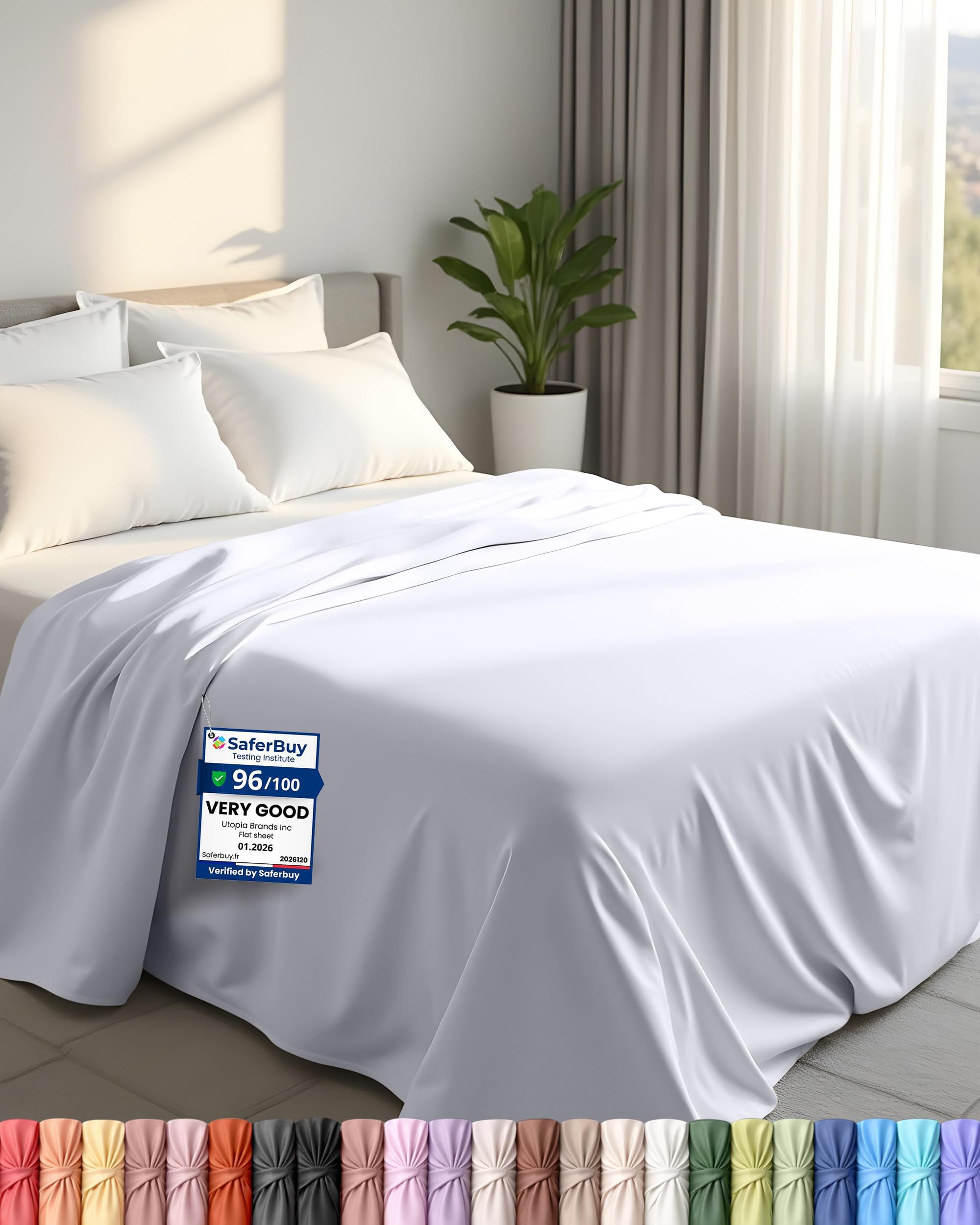 Utopia Bedding - Flat Sheet King Size - OEKO-TEX Certified - Easy Care Soft Brushed Polyester - Microfiber Fabric - Wrinkle, Shrinkage, and Fade Resistant - White