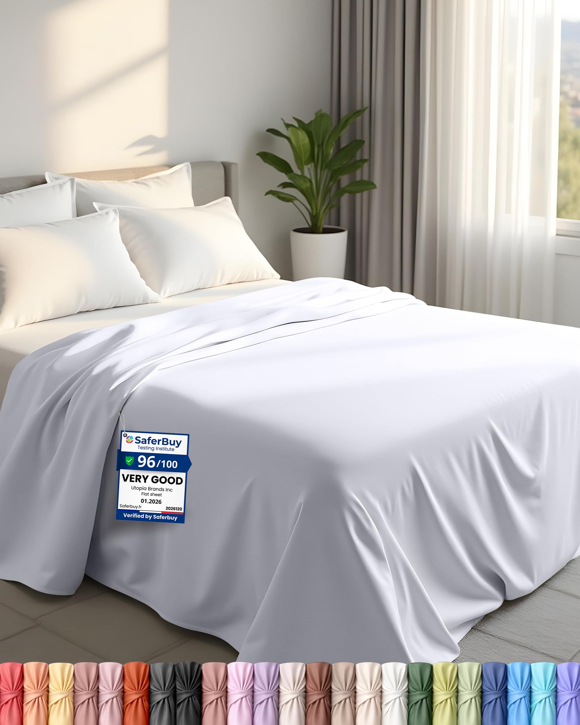 Utopia Bedding - Flat Sheet Single Size - OEKO-TEX Certified - Easy Care Soft Brushed Polyester - Microfiber Fabric - Wrinkle, Shrinkage and Fade Resistant - White