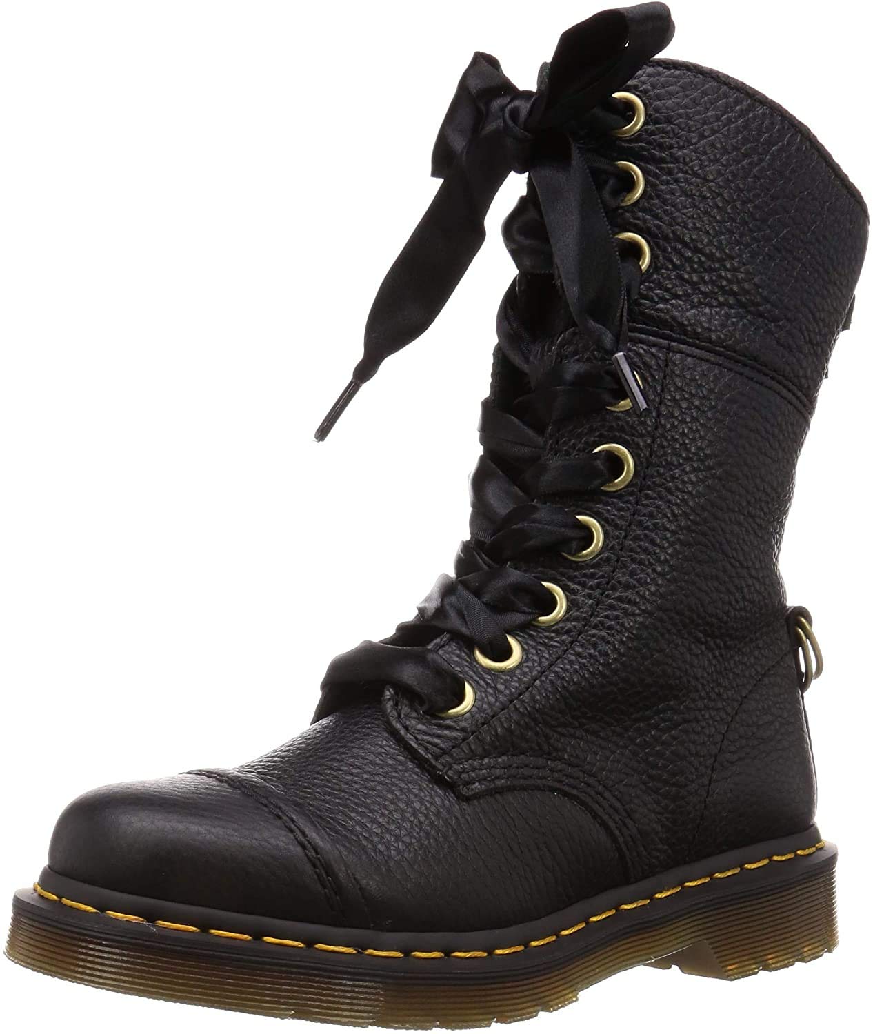 Dr. Martens Womens Aimilita Aunt Sally Leather Black Boots 6 US