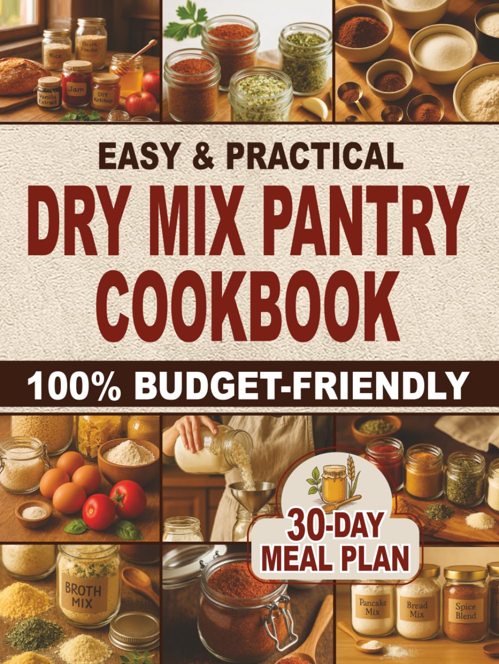 Easy & Practical Dry Mix Pantry Cookbook: 100% Budget-Friendly Homemade Recipes to Stock Up for Long-Term Storage & Shop Only Once a Month | 30-Day